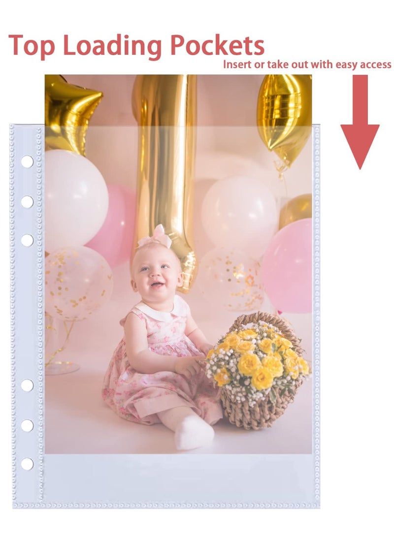 30 Pack 60 Pockets 5x7' Ultra-Clear Photocard Sleeves for 6 Ring A5 Binder, Double-Sided 1 Pocket Photo Pages, Top Loading Sheet Protector for Photos, Postcards, Seed Packets - Image 4